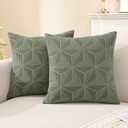 SYSLOON Decorative Throw Pillow Covers 18x18 Inch Set of 2,Pillow Covers for Couch Square Pillow Covers Home Decor Living Room Bed,Army Green
