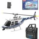 C138 Remote Controlled Helicopter with 6-Axis Gyro, Bell 206 RC Heli Single Rotor 6CH Altitude Hovering/Optical Flow Localization RC Helicopter for Adults Beginners, 1 Battery