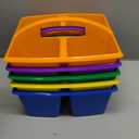 Really Good Stuff - 163999 Four-Equal-Compartment Caddies, Set of 6, Assorted Colors  Plastic Caddy Organizers with Built-in Handles and Stackable Design, Classroom Storage Made Easy