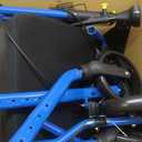 Medline Premium Empower Folding Mobility Rollator Walker with Memory Foam Seat, Black & Blue, 300 lb. Weight Capacity, 8 Wheels, Cupholder, Rolling Walker for Mobility Impairment, Adjustable Handles