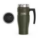 THERMOS Stainless King Vacuum-Insulated Travel Mug with Handle - 16oz, Army Green - Thermos Tumbler for Hot & Cold Drinks - Leak-Proof & Sweat-Proof Stainless Steel Coffee Mug with Lid for Commuting