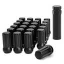 Glorider M14x1.5 Black Truck Lug Nuts, 24pcs for 6 Lug Wheels, 2" Tall Acorn Seat with Socket Key, Replacement for Chevy Silverado Tahoe GMC Sierra Ford F150