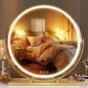 Hasipu Vanity Mirror with Lights, 23.6" LED Makeup Mirror, Lighted Makeup Mirror with Lights, Smart Touch Control 3 Colors Dimmable Round Mirror 360Rotation Gold