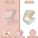 50 pcs 8x8x2.5 Inches Pink Bakery Boxes with Window, Cake Pastry Cookie Mini Pie Box for Pastry,Dessert,Strawberries,Chocolates (Pink)