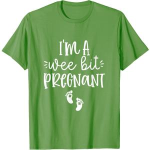 I'm A Wee Bit Pregnant Irish St Patricks Pregnancy Reveal T-Shirt, 2XL