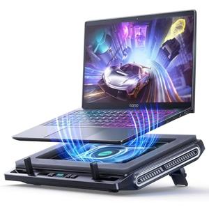llano Laptop Cooler, Gaming Laptop Cooling Pad with 3500RPM Turbofan, 4.72 Inch External Fan Laptop Stand, Adjustable Variable Speed, Button Control, Seal Foam for Rapid Laptop13-17.3in, V10, Black SE