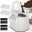 Bedside Commodes for Seniors(520 Lbs)-Bedside Potty Chairs for Adults Silent Close100 Garbage Bags, 100 Super Absorbent Commode Pads, Detachable Handles, Anti-Slip Base