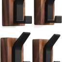4 Pack Heavy Duty Towel Hooks for Wall Hanging Wood Black Rustproof Coat Rack Wall Mount Wall Hooks Bag Key Hat Hanger