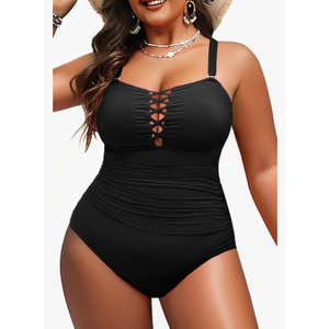 Yonique Women Plus Size One Piece Swimsuits Tummy Control Bathing Suits Vintage Swimwear Large