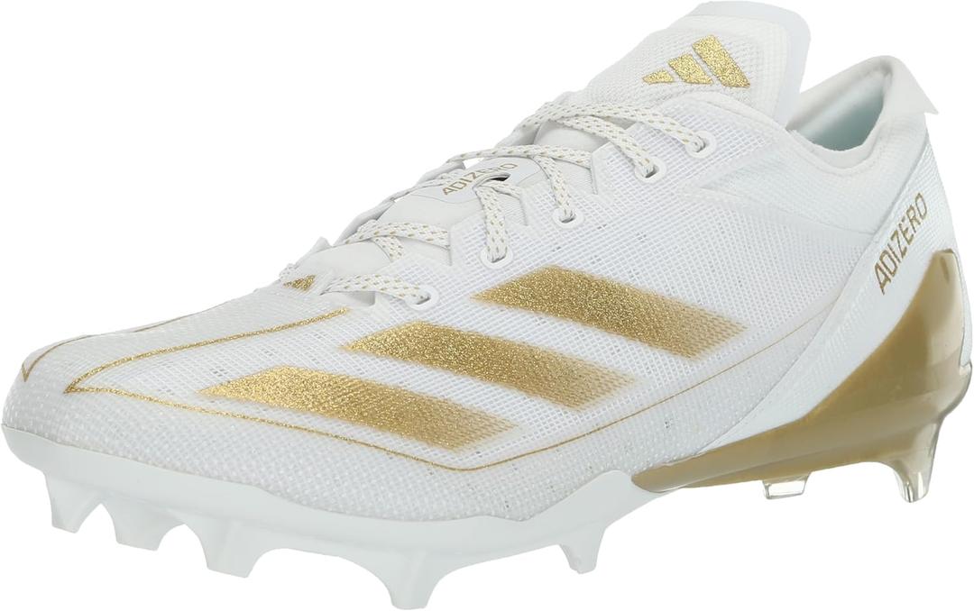adidas Men's Adizero Electric Football Sneakers (8, White/Gold Metallic/White)