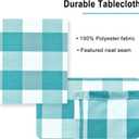 Hiasan 60 x 120 Inch Checkered Tablecloth Rectangle - Waterproof, Wrinkle Resistant and Washable Gingham Table Cloth for Outdoor Picnic, Kitchen and Holiday Dinner, Turquoise and White