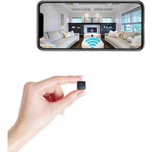 Mini Camera 2026 Upgrade Security Wireless Camera Small Home WiFi 1080P Micro Magnetic Nanny Cam with Motion Detection Wide Angle Cloud & SD Storage Night Vision No Need WiFi Tiny Cameras for Indoor (Black)