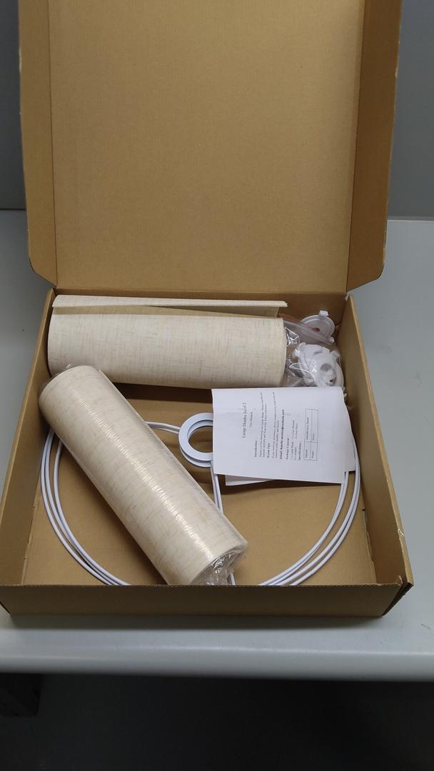 Lamp Shades Set of 2, Drum Lampshade for Table Lamps Floor Lamp, 13" Top X 13" Bottom X 10" High Beige Large Line Fabric Lamp Shades, Easy Assembly Replacement Lampshades