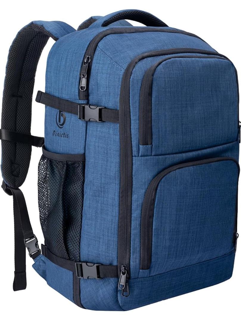 Dinictis Travel Backpack Carry on Flight Approved, Backpack Suitcase for Travel, Personal Item Travel Bag fits 17 inch Laptop-Blue
