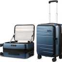 LUGGEX Carry On Luggage Top Opening, FLT Expandable Polycarbonate Hard Shell Suitcase with Wheels (FX-Lite, Blue, 20 Inch, 36L-41L)