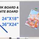 DEVELOP Grey Felt Bulletin & Magnetic Dry Erase Combo Board, 24 x 18 Inch, Wall Mounted Whiteboard/Grey Felt Bulletin Combination Board with Marker Tray, Pins, Eraser, Markers & Magnets