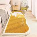 AIMECO Soft Flower Bedside Rugs for Girls Bedroom,Kid & Pet Friendly 2X6 Ft Washable Non Slip Carpet,Floral Print Mat, Fluffy Shag Throw Area Rug for Kitchen, Laundry, Cute Daisy Yellow