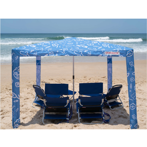 CoolCabana Beach Shade Tent - Easy Setup, UPF 50+ Protection, Large & Medium Sizes, Compact & Wind Resistant - Beach Cabana for The Whole Family - Byron Blue, Medium