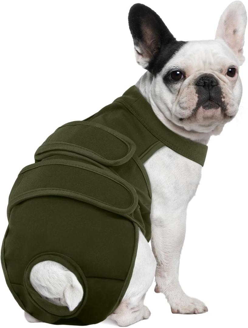 Dog Diapers Female Reusable Washable Period Diaper with Suspender,Adjustable Dog Panties Anti-Harassment, Doggie Diapers for Incontinence, Heat Cycles, or Senior Dogs, XS, Army Green 