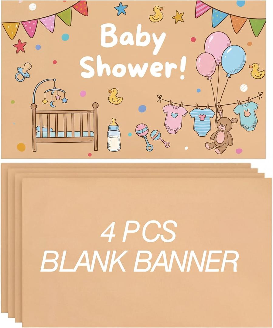 Tatuo 4 Pcs 36" x 72" Large Blank Brown Paper Banners for 2026 Graduation Crafts Decoration 120gsm Thick Kraft Paper Banner for Display Wall Signs Painting Birthday Wedding Summer Party Decor