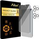 Ailun 1 Pack Privacy Screen Protector for iPhone 14 Pro [6.1 inch] + 1 Pack Camera Lens Protector,Anti Spy Private,Tempered Glass,Case Friendly