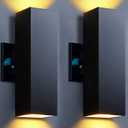 KIZON Outdoor Wall Lights with Dusk to Dawn Sensor 2 Pack, Aluminum Outdoor Light Fixture with LED Bulbs, Waterproof Up and Down Lights for House Porch Doorway, ETL Listed