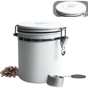 Coffee Grinds Container-750 ml (25 oz) Airtight Stainless Steel Jar with Bamboo Spoons Lids Coffee Grinds Holder