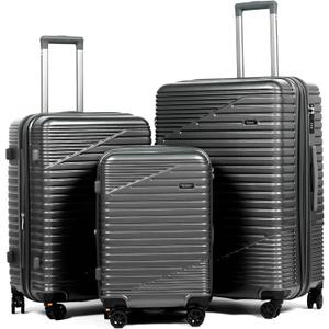 XURWIIN Luggage Sets 3 Piece Made of 100% Polycarbonate,Hardshell Suitcases With Detachable Spinner Wheels,Expandable,Carry On Suitcases with TSA Lock,Lightweight,Durable,(gray)