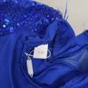 AFAVOM Toddler Girls Sequin Ballet Leotard Sparkly Gymnastics Dance Mesh Leotard Skirted Feather Mock Neck Ballerina Outfit (Blue) 3-4Y