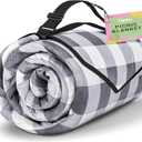 TigeJoy Extra Large Picnic Blanket Waterproof Foldable 80''x118'', Outdoor Picnic Mat Beach Blanket Sandproof for Park, Grass, Travel, Hiking, Camping Essentials, Gingham Picnic Blanket (6'8" x 9'10" (Rectangular), Grey)