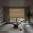 No Drill Cordless Pleated Fabric Shades, Khaki, 31" W x 64" H