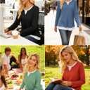 GRACE KARIN Women 2025 Fall Long Sleeve Shirts,Casual Crew Neck Colorblock Tunics,Waffle Knit Fashion Basic Tops (X-Large, Orange)