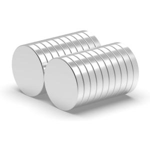 Strong Neodymium Rare Earth Magnets for Crafts, Heavy Duty Round Small Magnets, 0.63 x 0.12 Inch, 20 PCS, Black (Silver)