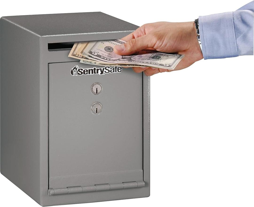 SentrySafe Depository Safe with Dual Key Lock, Steel Drop Slot Safe for Offices and Businesses, Stores Cash Deposits, 0.38 Cubic Feet, 12 x 8 x 10.3 Inches, UC-039K (0.38 cu ft (medium))