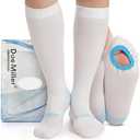 Doc Miller TED Hose Knee High Anti Embolism Stockings for Women & Men, Hospital Style Surgical Stockings, Plus Size White Compression Socks 15-20mmHg, Support Hose with Inspection Hole, Size XXL