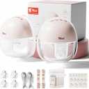 NCVI Wearable Breast Pump, Hands Free Electric Breast Pump with 4 Modes & 9 Levels Suction, Portable Breast Pump Ultra Quiet <42dB, 150min Battery Life, 19/21/24mm Flange, Breastfeeding Pump for Moms (Pink)