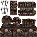 50th Birthday Party Plates Napkins and Tablecloth Decor, 98PCS Back in 1976 50th Birthday Decorations Men Women, Disposable Tableware and Plastic Table Cover Party Supplies