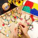 48 Sets Back to School Bead Necklace Crafts Kit Welcome First Day of School Craft Gifts Apple Bus Shape Beads DIY Necklace Supplies Party Favor