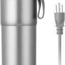 Pure titanium Electric Heated Travel Kettle,17.5 oz,Double-layer vacuum, Portable Electric Kettle, Adjustable Multi-Temperature Settings, 100V-240V Compatible, Grayl Water Bottle.