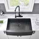 33 Inch Black Farmhouse Sink Workstation-VASOYO 33x22 Farm Sink Black Stainless Steel Apron Front Farmhouse Kitchen Sinks Undermount 16 Gauge Single Bowl Deep Kitchen Sinks with Cutting Board