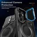 for Samsung Galaxy S24 FE Case Built-in Metal Camera Cover with Stand,[Compatible with Magsafe] Military Grade Rugged Shockproof Protective Cover with Screen Protector-Black