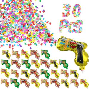 Hungdao 30 Pcs Fireworks Guns Handheld Confetti Poppers Happy New Year Wedding Birthday Graduation Baby Shower Anniversary Multicolor Inflatable Fireworks Gun Confetti Shooter for Party Supplies