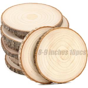 10 pcs Large Unfinished Wood Slices for Centerpieces 8-9 inches Wood Rounds for Tables Decor Rustic Wood Circles for DIY Crafts and Wedding Decor Round Wooden Discs for Ornaments