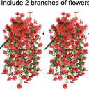 HyeFlora Artificial Hanging Flowers for Outdoors Decoration, 2Pcs Red Fake Spring Summer Decor, Realistic Plants, UV & Fading Resistant Flower for Porch Patio Balcony Planter Yard Home Garland