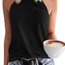 Womens Summer Sleeveless High Neck Halter Tank Tops Basic Casual Cami Shirts Tees Black Large