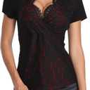 MISS MOLY Women's Scallop V Neck Sexy Sleeveless Lace Tank Top Elegant Slim Fit Summer Tops Blouse Shirts (Medium, #2-burgundy)