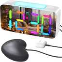 Tangxi Loud Vibrating Alarm Clock with Bed Shaker & RGB Night Light, Digital Alarm Clock with 7 Inch Large Mirror Display, 15-Color Modes, 3 Alarms, for Deep Sleepers, Seniors (White)