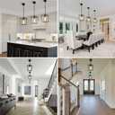 3 Pack Black Pendant Lights for Kitchen Island, 1-Light Farmhouse Metal Pendant Light Cage Kitchen Hanging Light Fixtures with Clear Glass Shade for Dining Room, Entryway, Hallway, Foyer