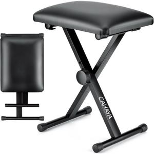 CAHAYA Keyboard Bench X-Style Height Adjustable 16.3-19.6in Padded Cushion Piano Stool Bench Keyboard Chair for Keyboards Piano CY0257, 11.4 inches x 20.8 inches x 16.3 inches