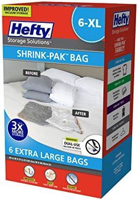 Hefty Shrink-Pak – 2Extra Large Vacuum Seal Storage Bags – Space Saver Bags for Clothing, Pillows, Towels, or Blankets, 2 x XL Bags